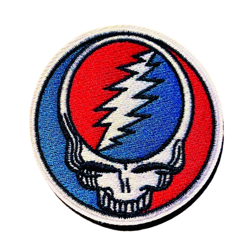 GRATEFUL DEAD Skull Patch Iron On Ready Round Brand Lightning Bolt New Amazing Quality!