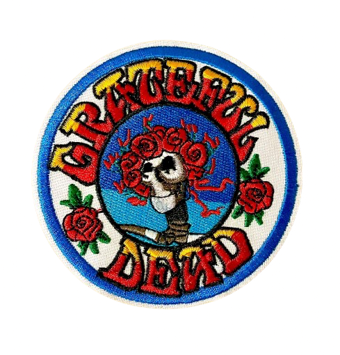 GRATEFUL DEAD Round Skull Patch Iron On Ready Round Brand Lightning Bolt New Amazing Quality!