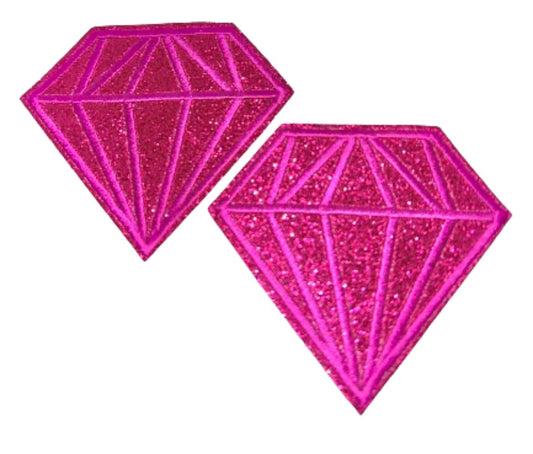 Diamond Patch Magenta Iron On Ready Glitter Hat Bar Boutique Embroidered