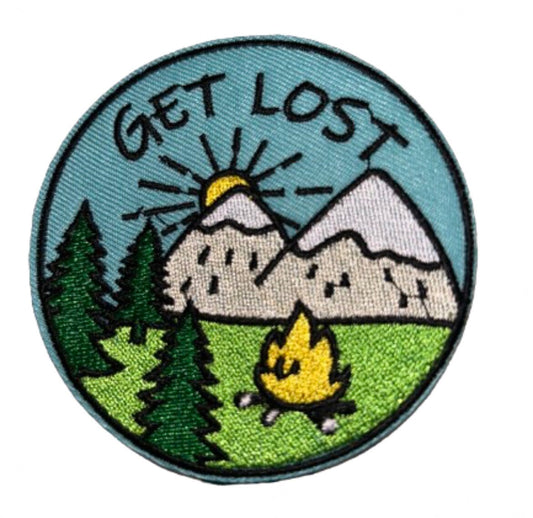 Get Lost Patch Iron On Ready Embroidered Filler Patch Hat Bar Patch Camping Outdoors Adventure