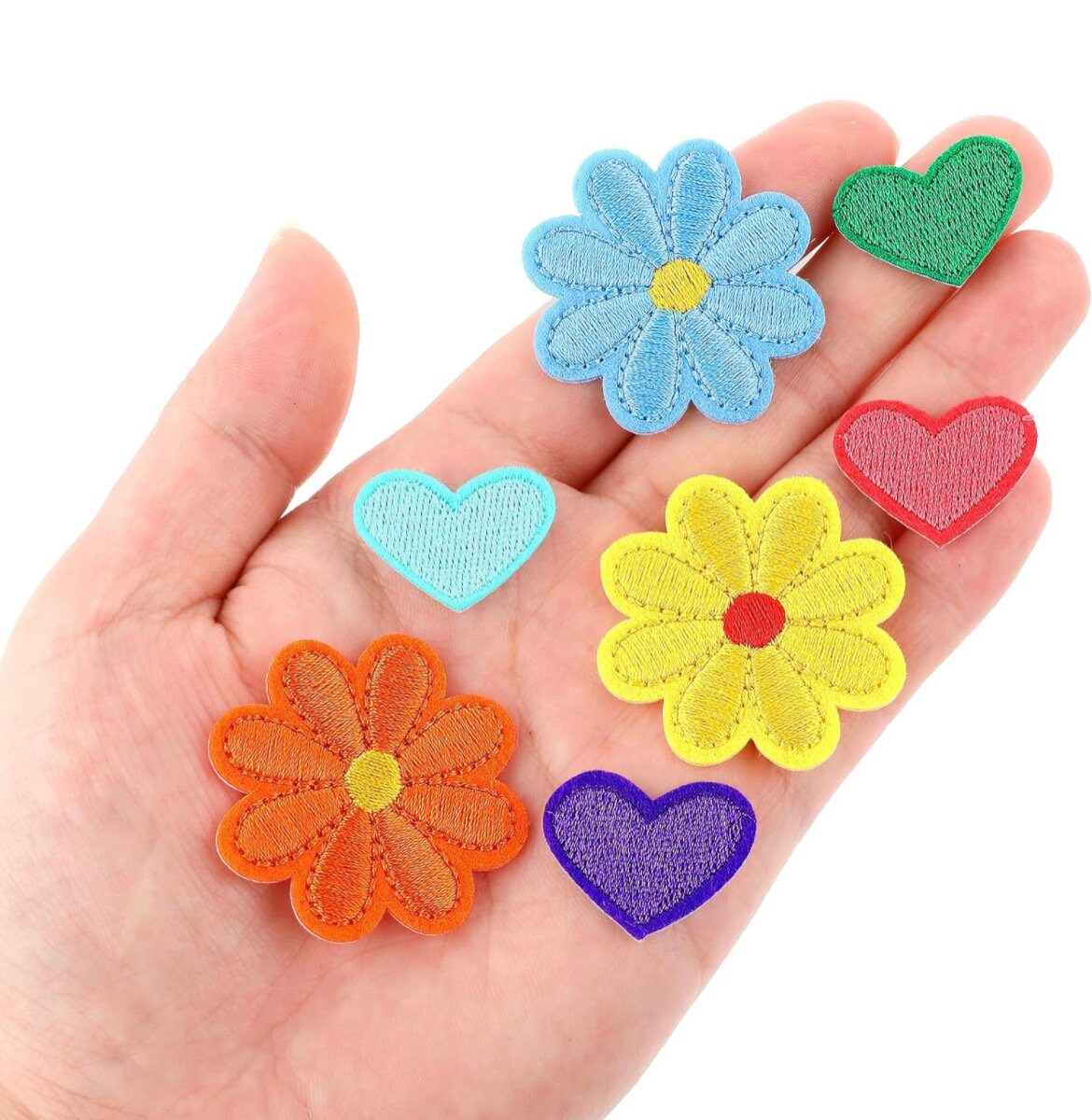 Flower Patches Iron on Ready SUPER SAVER LOT of 92 Daisy & Hearts Garden Flower Power Brand New Embroidered High Quality! y2k az