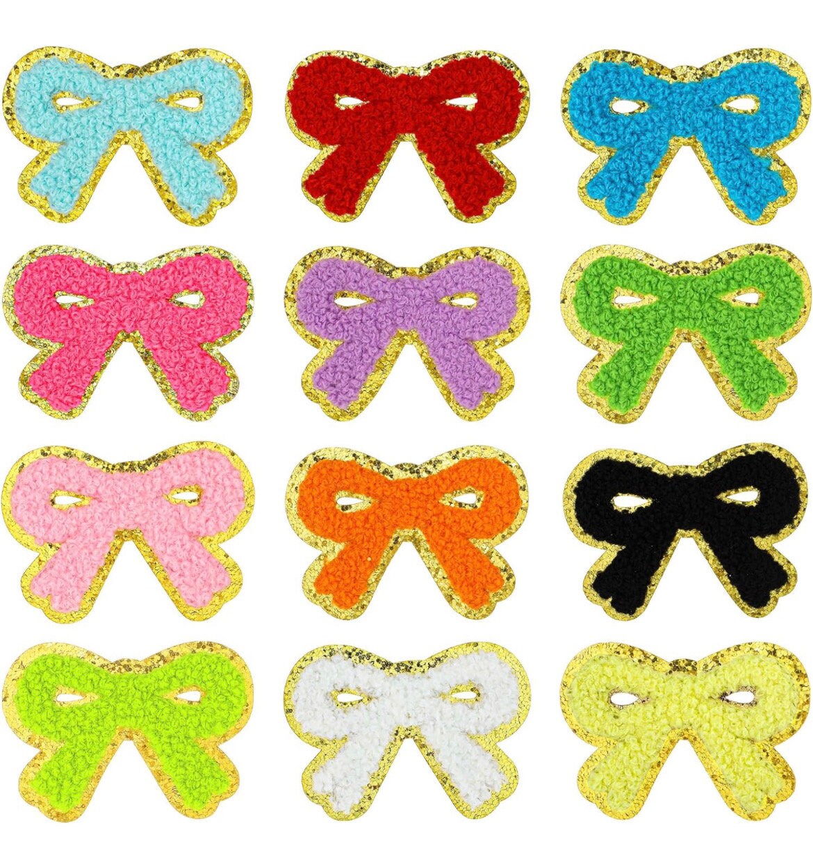 Patch Lot Iron on Patch SET of 12 Bows! Chenille Brand New High Quality! Lot Bulk Wholesale y2k Az