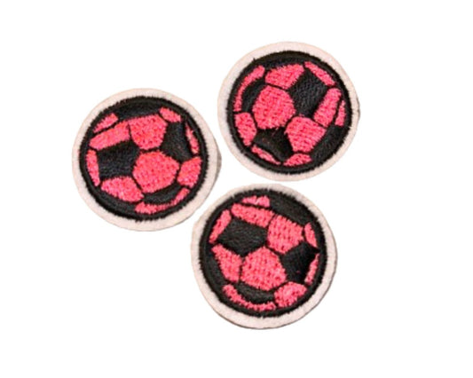Pink Soccer Ball Patch (3) Three Iron On Ready Field Goal Sports