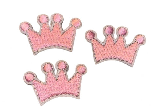 Pink Crown Patch (3) Iron On Ready Pink Girly Patch Embroidered Filler Patch Hat Bar Princess
