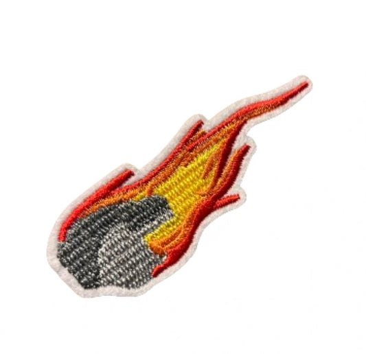 Burning Rock Patch Iron On Ready Meteor Space Alien Fire Embroidered Parch Hat Bar Filler Patch
