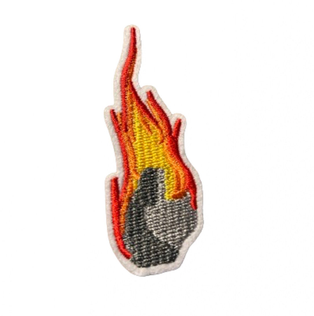 Burning Rock Patch Iron On Ready Meteor Space Alien Fire Embroidered Parch Hat Bar Filler Patch