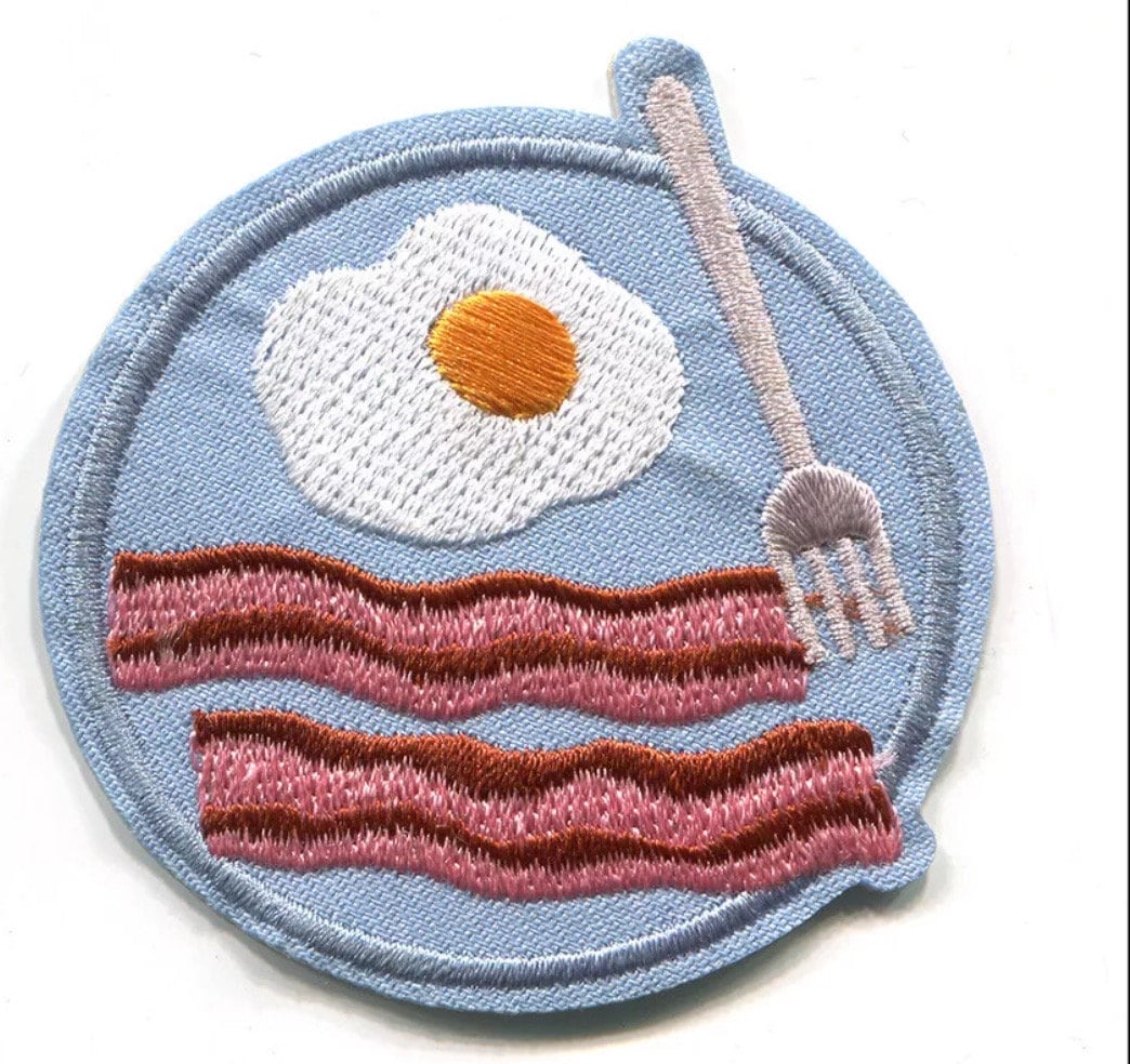 Bacon and Eggs Patch Iron On Ready Patch Hat Bar Filler Patch Breakfast Morning