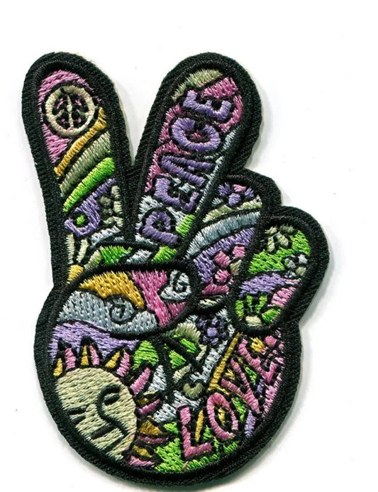 PEACE Sign Patch Hippy Fingers Iron on Patch Victory Flower Power Hippie Brand New Embroidered High Quality!