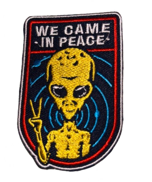 We Came In Peace Patch Iron On Ready Alien Embroidered Filler Patch Hat Bar Patch UFO Extraterrestrial Beam Me Up Spaceship