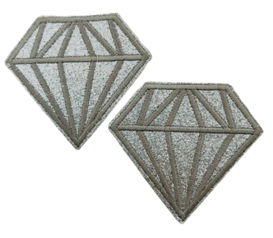 Diamond Patch Silver Iron On Ready Glitter Hat Bar Boutique Embroidered