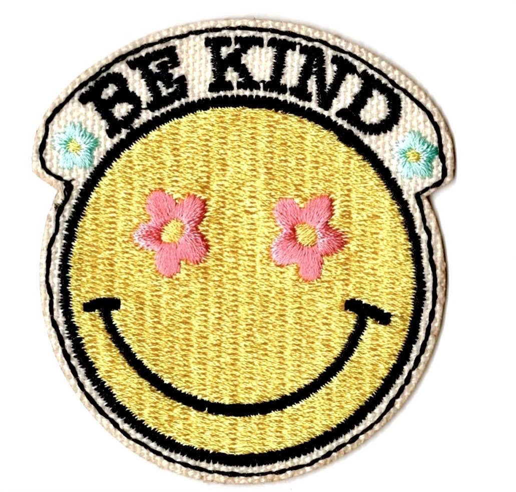 Be Kind Iron On Patch Embroidered Patch Hat Bar Filler Patch Smiley Face