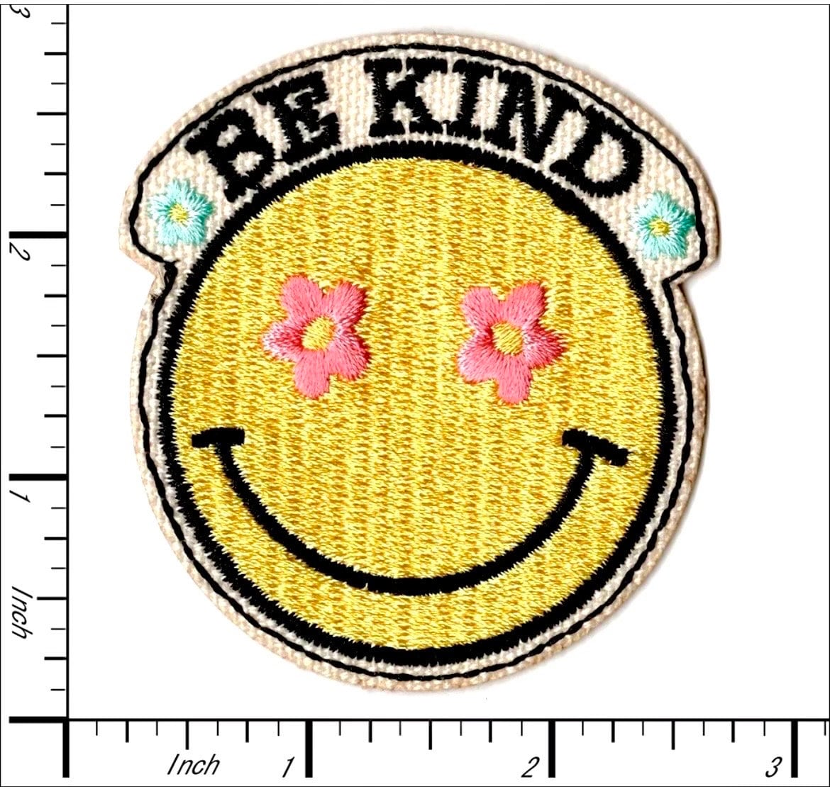 Be Kind Iron On Patch Embroidered Patch Hat Bar Filler Patch Smiley Face