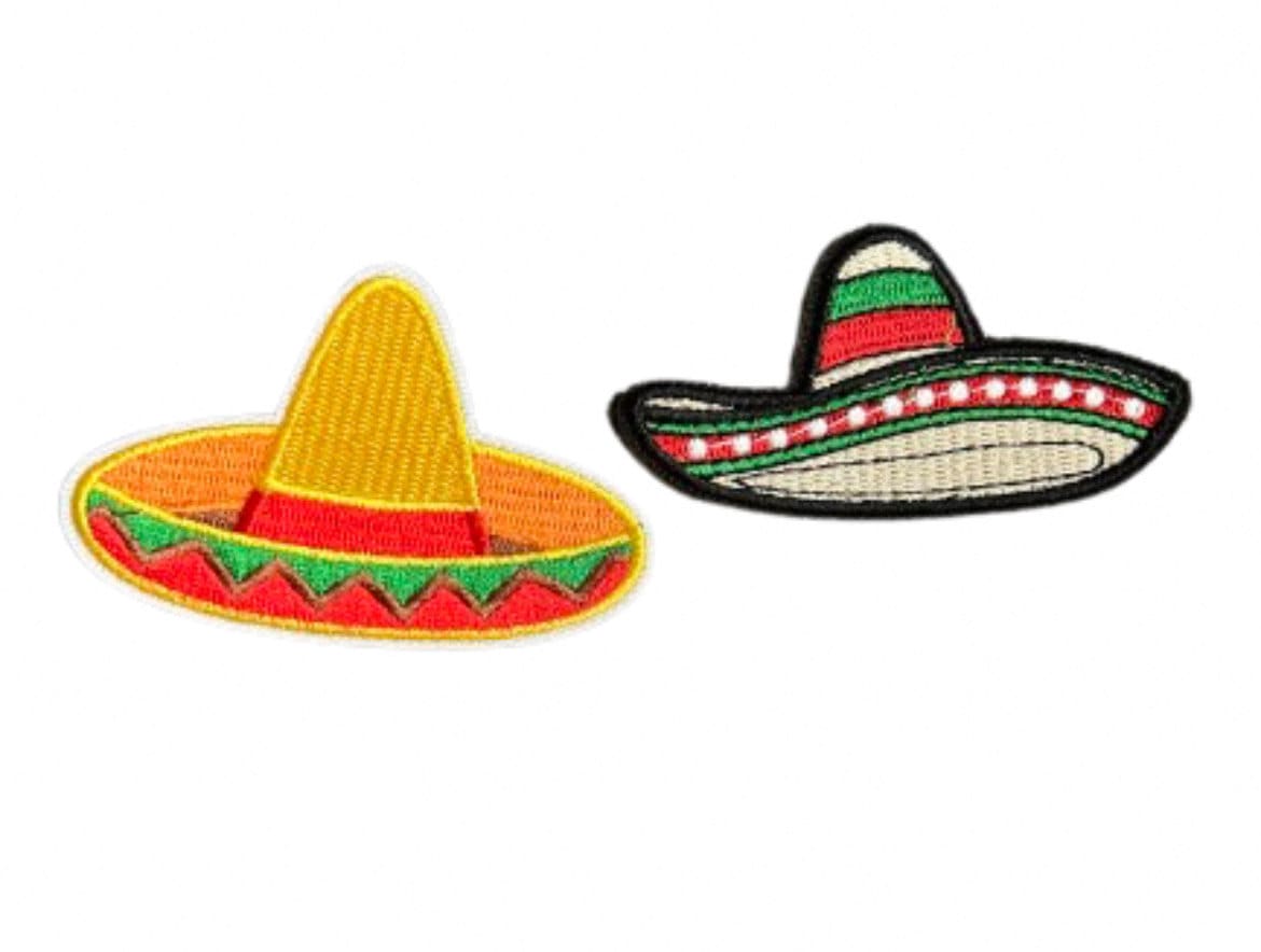 Sombrero Patch (2) Iron On Ready Taco Patch Brand New Embroidered Can Also Sew On - Mexican Food Salsa Burrito