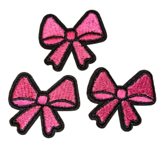 Pink Bow Patch (3) Iron On Ready Pink Girly Patch Embroidered Filler Patch Hat Bar Princess