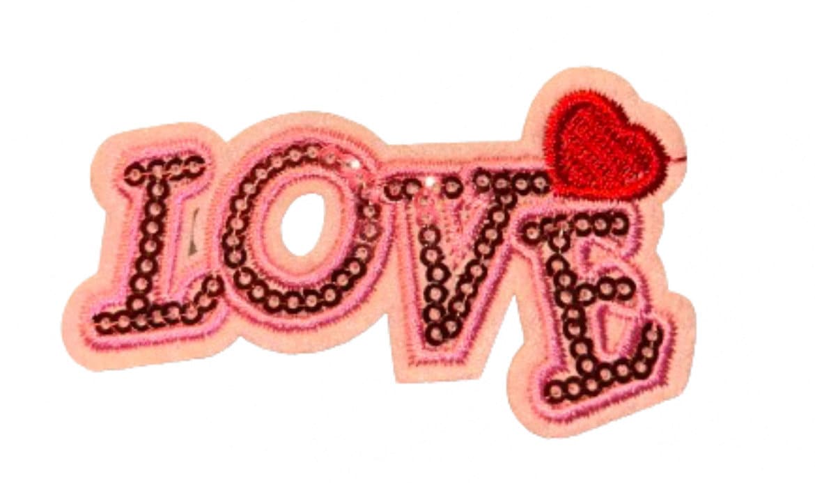 Love Patch Sequin Iron On Embroidered Patch Hat Bar Filler Patch Kindness Pink Heart