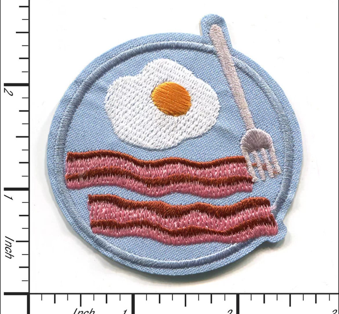 Bacon and Eggs Patch Iron On Ready Patch Hat Bar Filler Patch Breakfast Morning