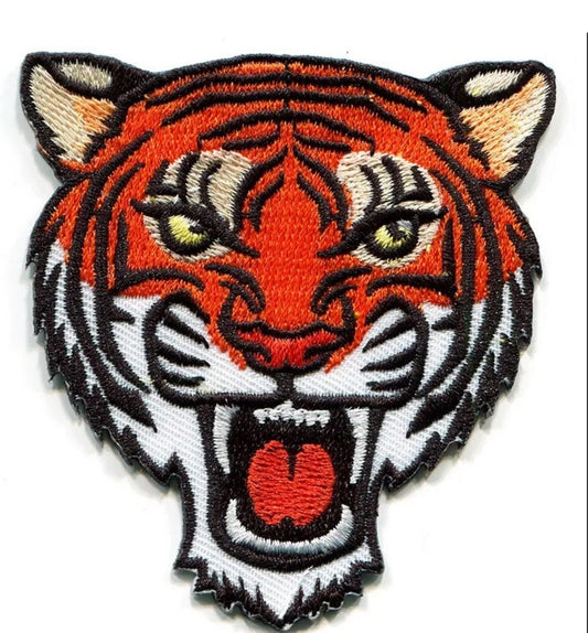 Tiger Head Patch Orange Iron On Ready Wildlife Embroidered Patch Zoo