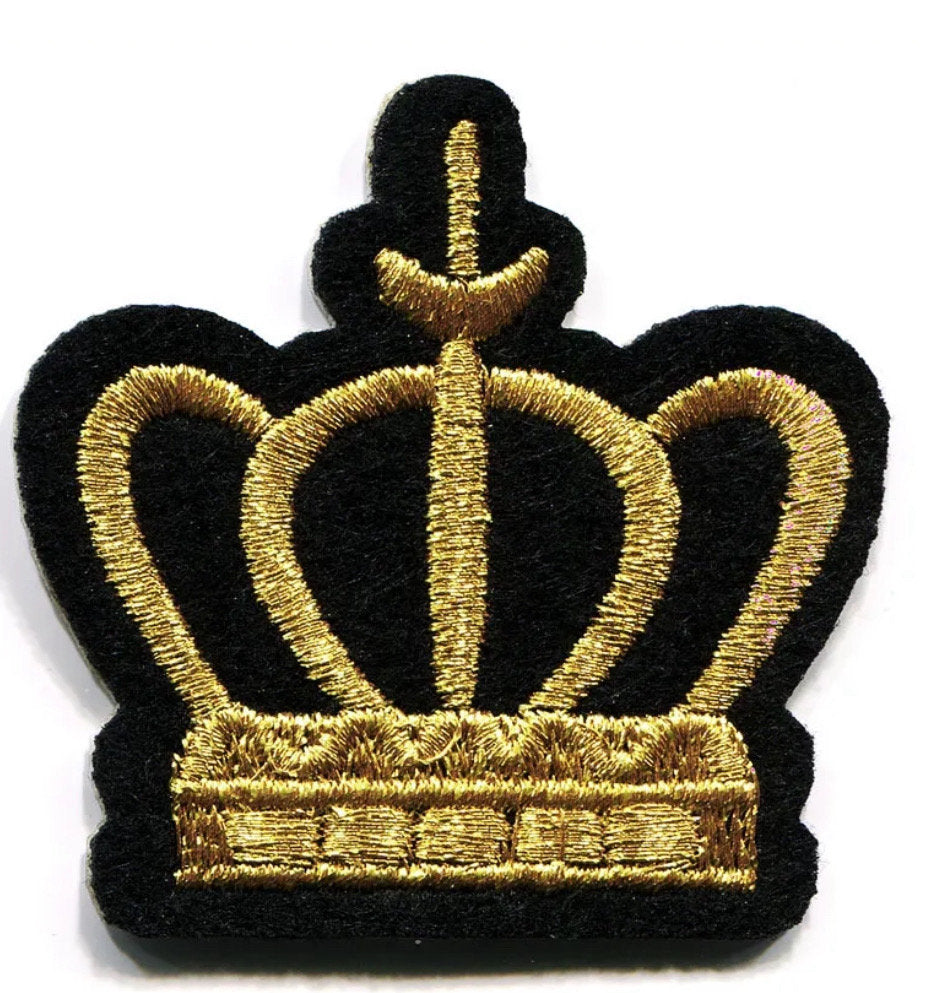 Gold Crown Patch Iron On Ready Patch Embroidered Filler Patch Hat Bar King Queen