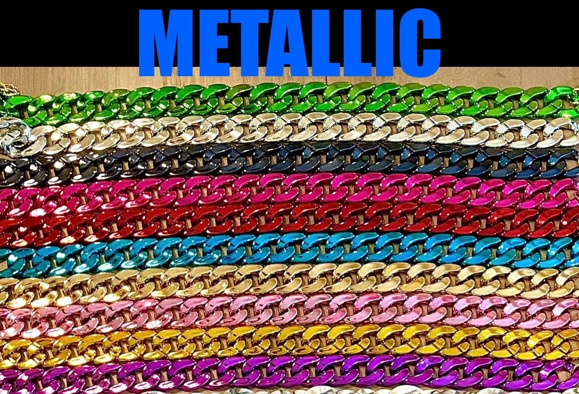 Hat Chains Acrylic METALLIC Chain Links For Trucker Hats - Hat Bars - Beautiful Colors! Your Choice! Brand New with Lobster Clasps - y2k