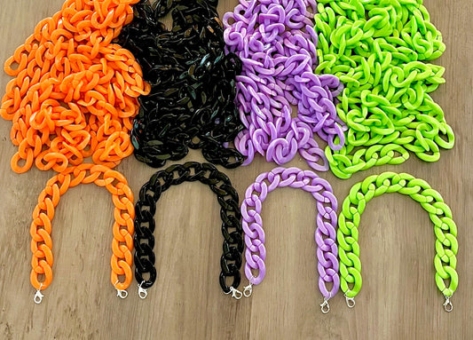 Halloween Hat Chains Acrylic Links For Trucker Hats - Hat Bars - Beautiful Colors! Your Choice! Brand New with Lobster Clasps - y2k