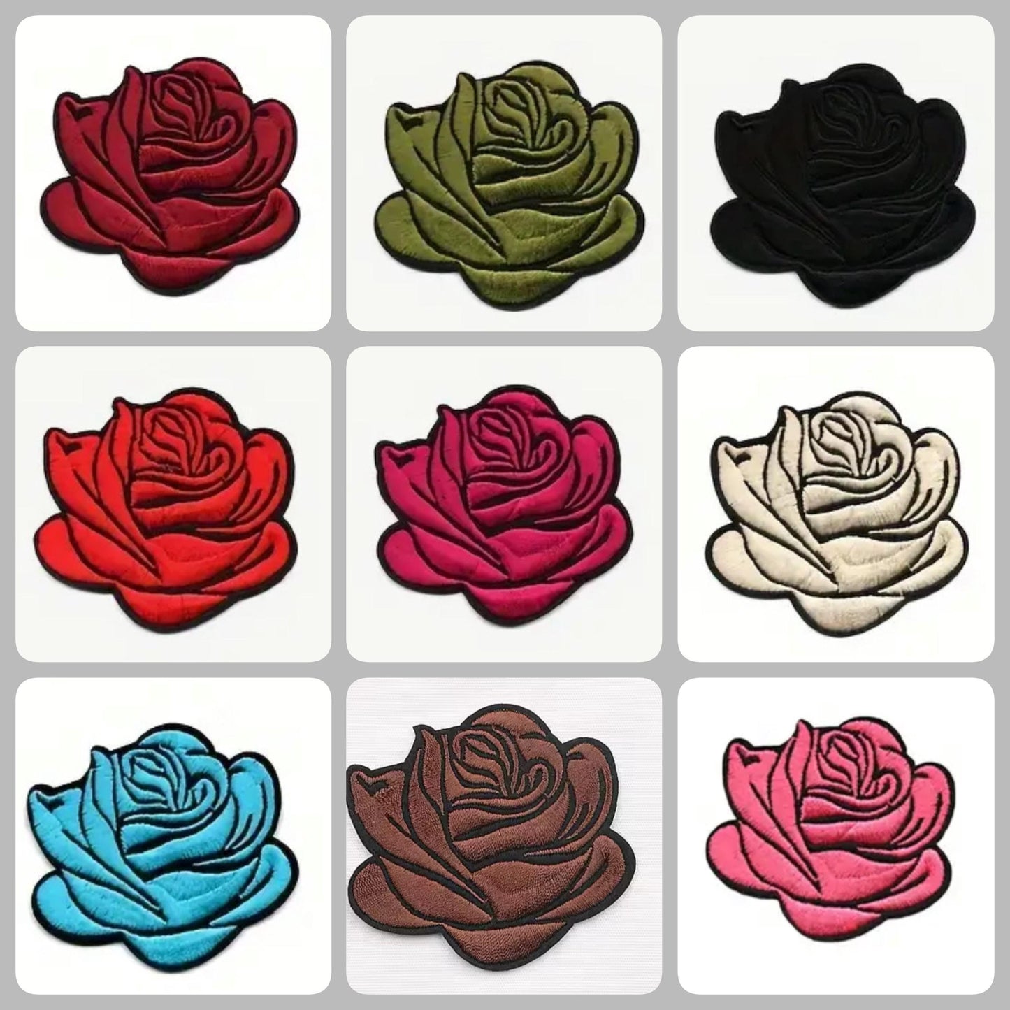 Rose Patch Iron on Embroidered Patch Multiple Colors Flower Garden