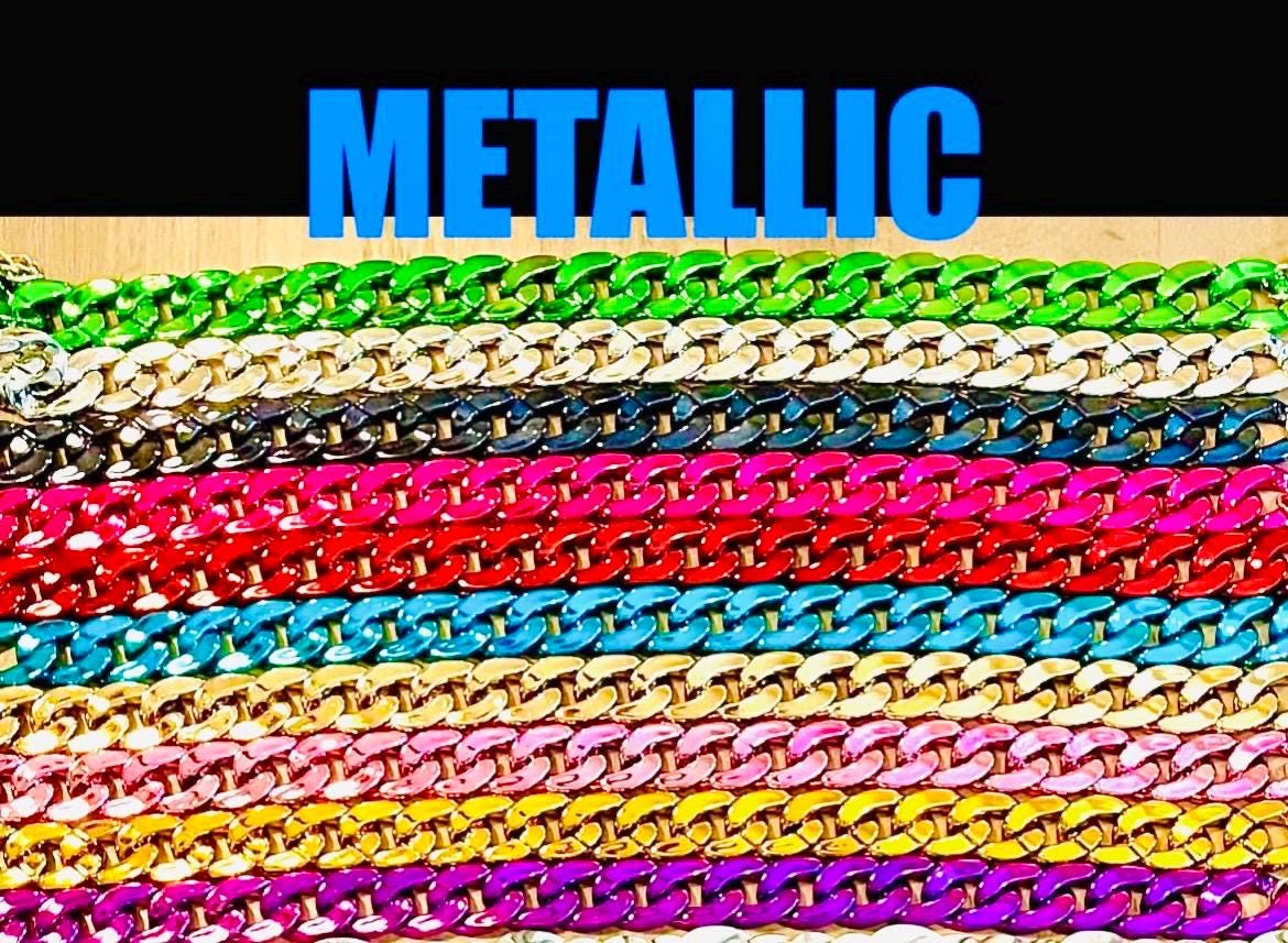 Hat Chains Acrylic METALLIC Chain Links For Trucker Hats - Hat Bars - Beautiful Colors! Your Choice! Brand New with Lobster Clasps - y2k