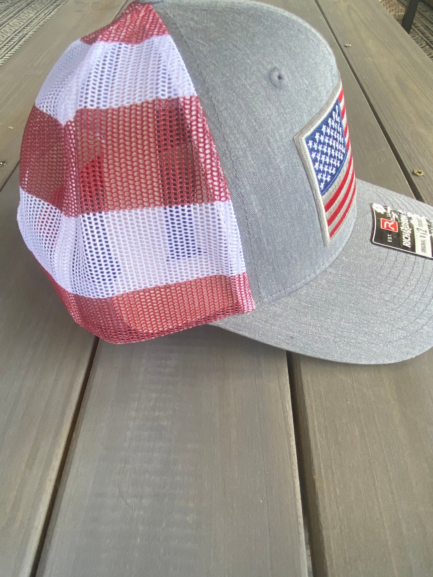 American Flag Trucker Hat Structured Richardson Cap USA Flag Mesh