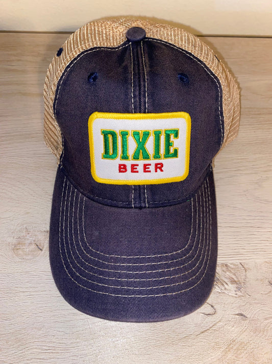 Dixie Beer Hat Patch Style Cap Vintage Look Wash Cap Distressed Brand New