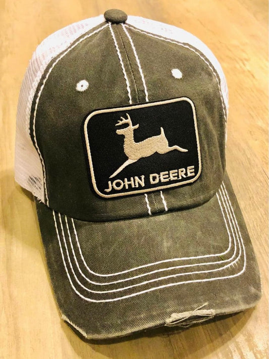 John Deere Trucker Hat Non Structured Patch Style Hat Adjustable