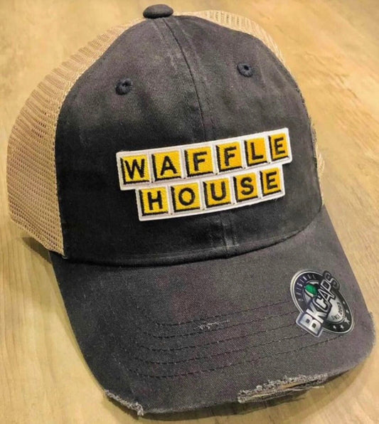 WAFFLE HOUSE Hat Brand New Cap Unisex Adjustable Distressed Patch Style - Fast Food Uniform Breakfast Diner Country