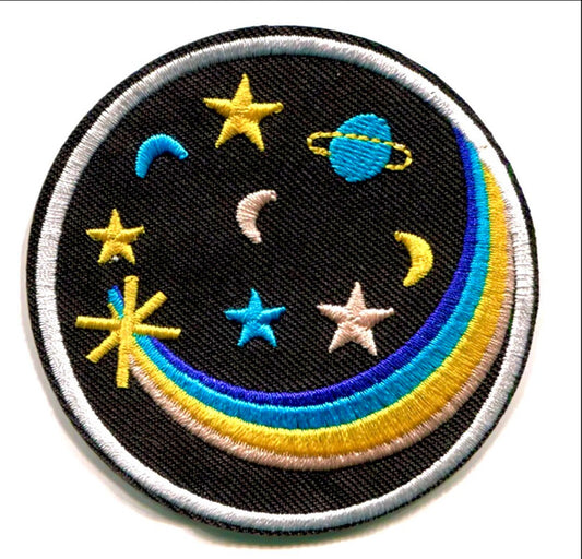 Moon and Stars Patch Iron on Patch Brand New High Quality! - Outer Space - Dream Catcher - Camping - Outdoors - Dreamer