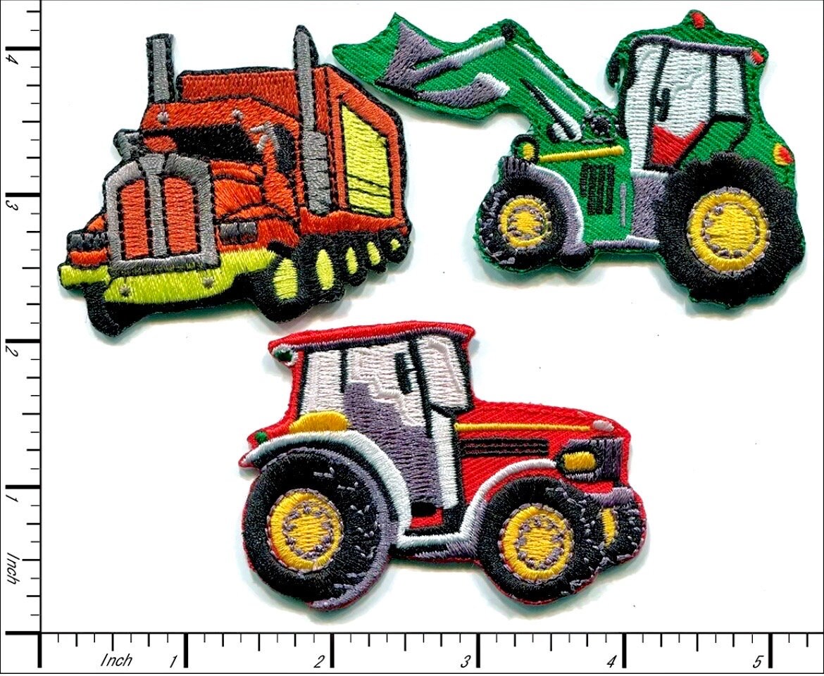 Tractor Patch Truck John Deere Style Patches Iron On Ready Bulldozer Brand New YOUR CHOICE or Buy All 3 SAVE! Dump Haul Construction Dozer
