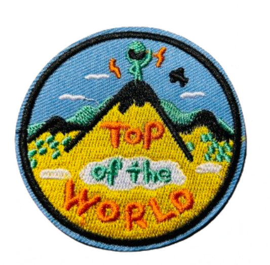 Top of The World Alien Iron On Ready Patch Embroidered Filler Patch Hat Bar Patch UFO Extraterrestrial