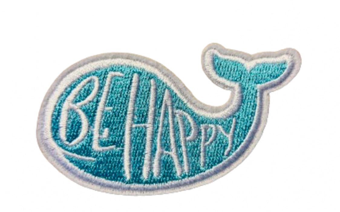 Be Happy Whale Patch Iron On Ready Patch Embroidered Filler Patch Hat Bar Kindness