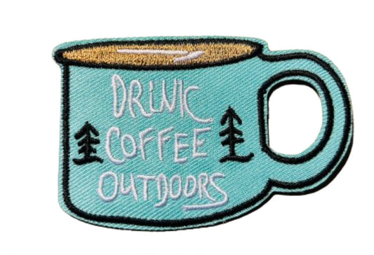 Drink Coffee Outdoors Patch Iron On Ready Patch Embroidered Filler Patch Hat Bar Patch Camping Coffee Mug